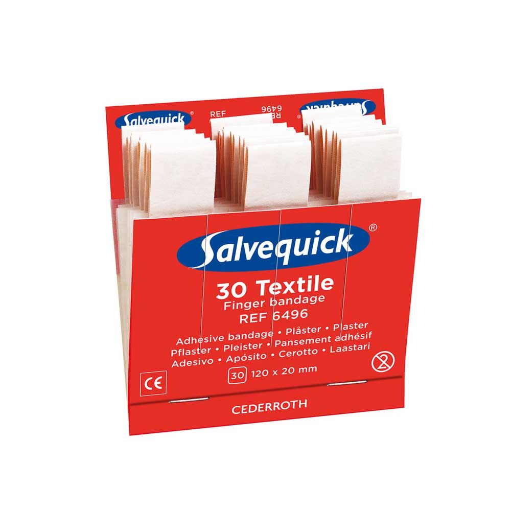 Cederroth Salvequick Nachfüllpack Fingerverbände, 30 textile Verbände, Pflasterbox