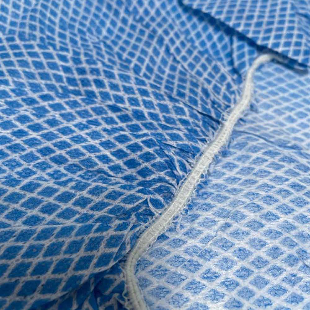 Noba® OP-Haube Detail: blaues Netzgewebe mit gefasstem Rand