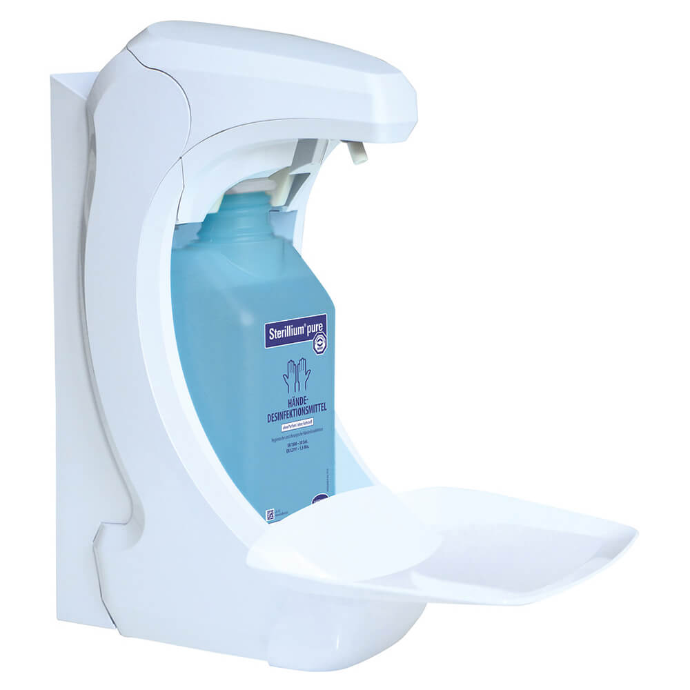 Berührungsloser Eurospender RX5 Desinfektionsspender von Hartmann mit Auffangschale