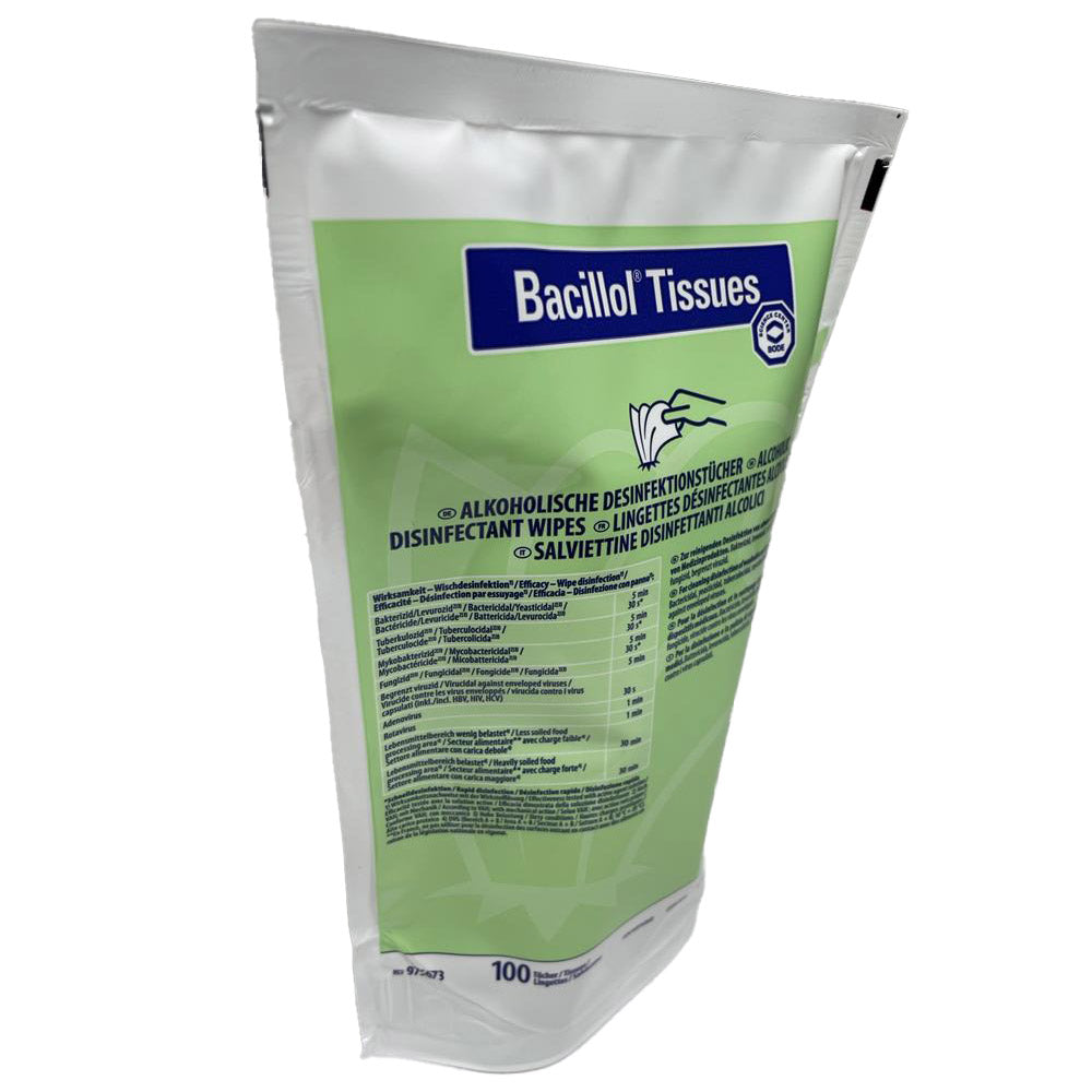 Bacillol Tissues Desinfektionstücher Nachfüllpack, Vorderseite mit Textblock