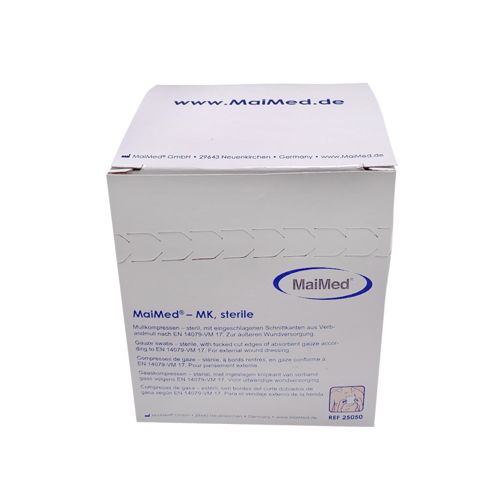 MaiMed MK sterile Mullkompressen, Kartonverpackung mit Produktaufdruck