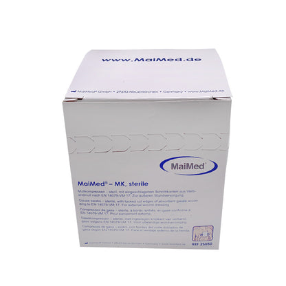 MaiMed MK sterile Mullkompressen, Kartonverpackung mit Produktaufdruck