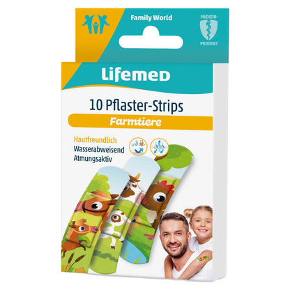Lifemed® Kinderpflasterstreifen 10er-Pack mit Farmtiere-Motiv