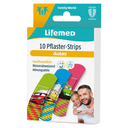 Lifemed® Kinderpflasterstreifen 10er-Pack mit Auto-Motiv