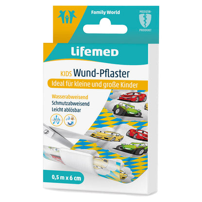 Kinder-Wundpflaster 0,5 m x 6 cm, Auto-Muster, verpackt