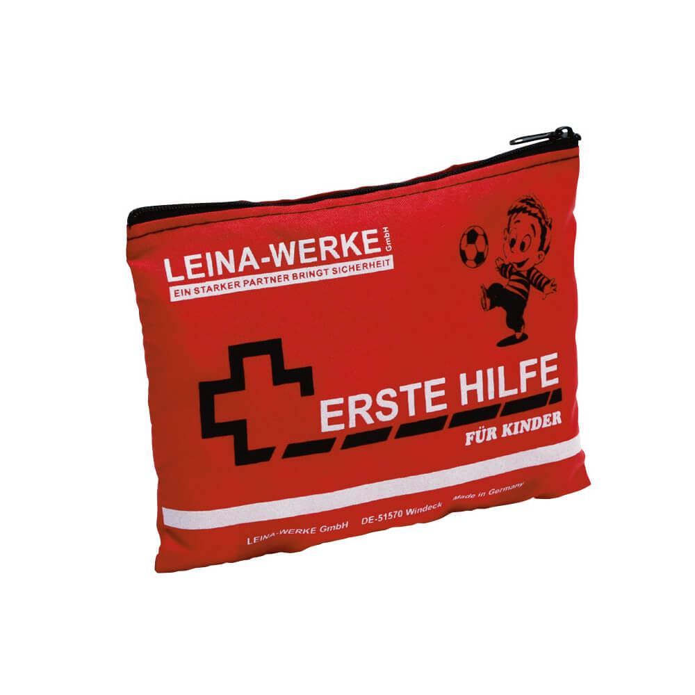 Rotes Kinder-Erste-Hilfe-Set mit Reißverschluss, Aufdruck „Erste Hilfe für Kinder“