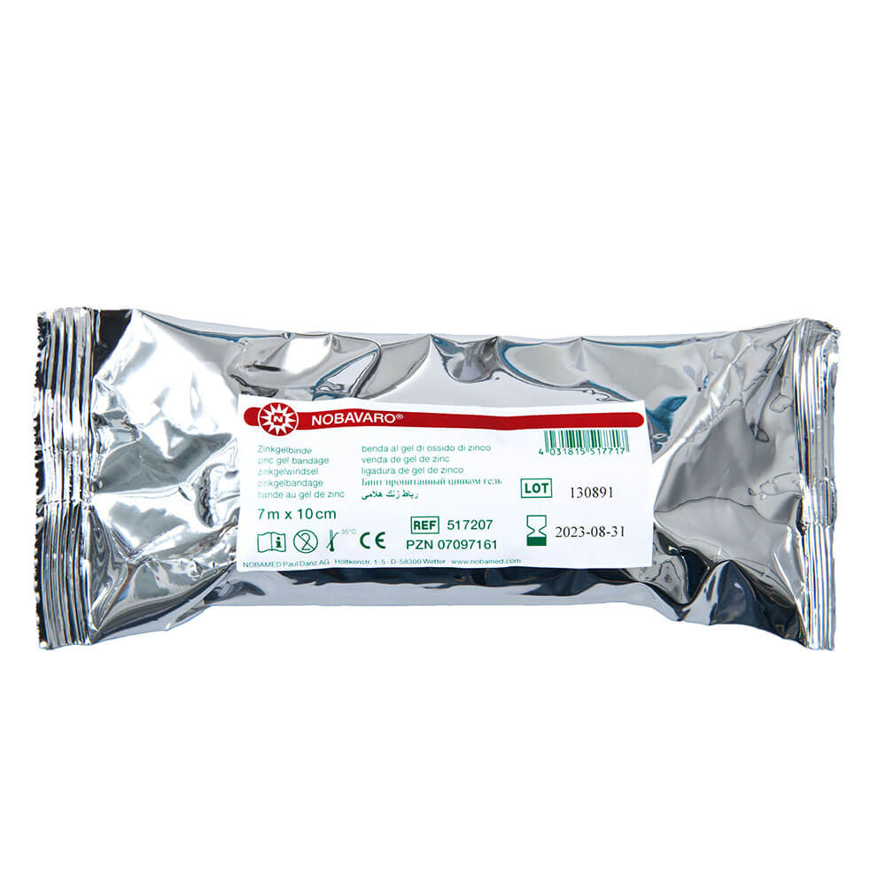 Nobavaro Zinkleimbinde, elastisch, 7 m x 10 cm, im Verpackungsbeutel