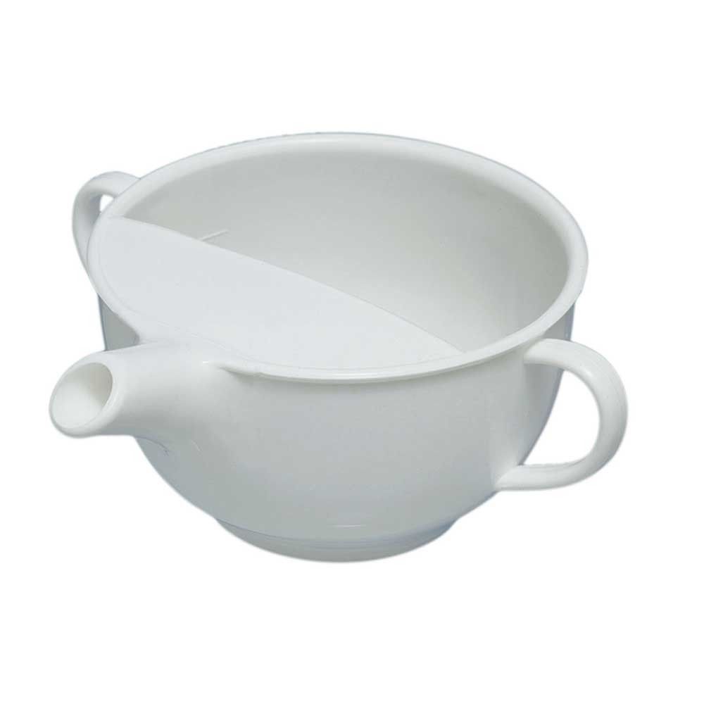 Weiße Schnabeltasse mit Innenrand, Schnabel und zwei seitlichen Henkeln, 200 ml