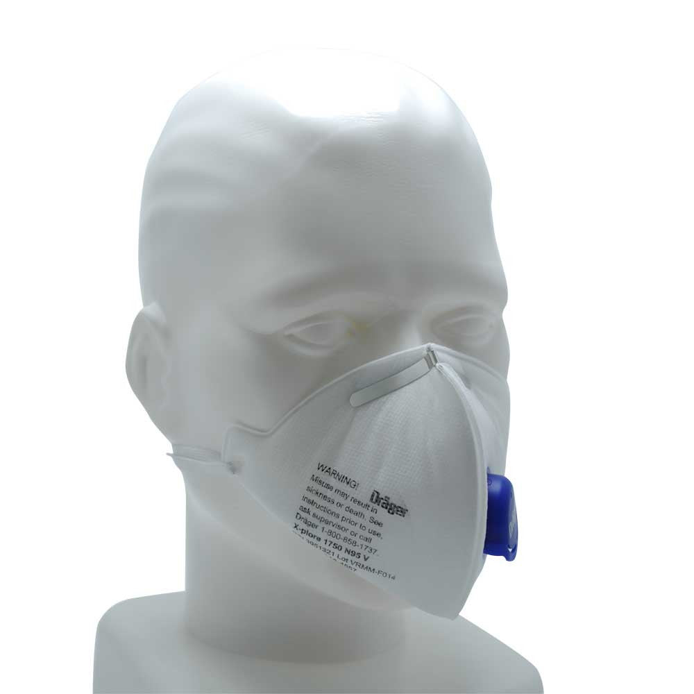 Dräger X-plore 1750 Atemschutzmaske FFP2 mit Ventil, Rückseite mit Aufdruck