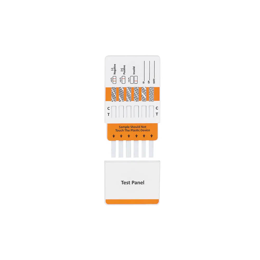 Drogen-Wischtest-Testpanel mit orangefarbenem Einsatz und mehreren Testfeldern
