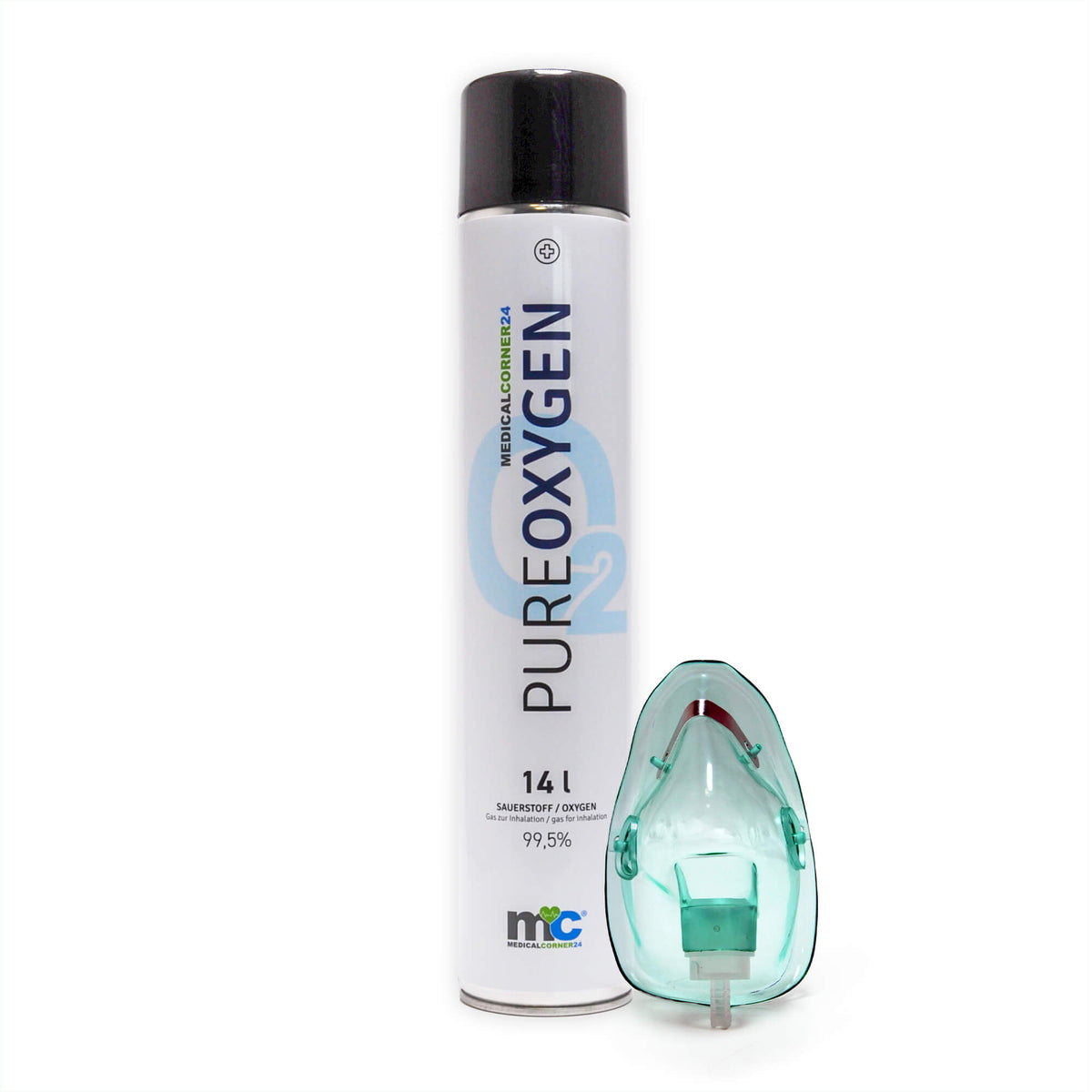 Sauerstoffflasche mit aufgesetzter Sauerstoffmaske