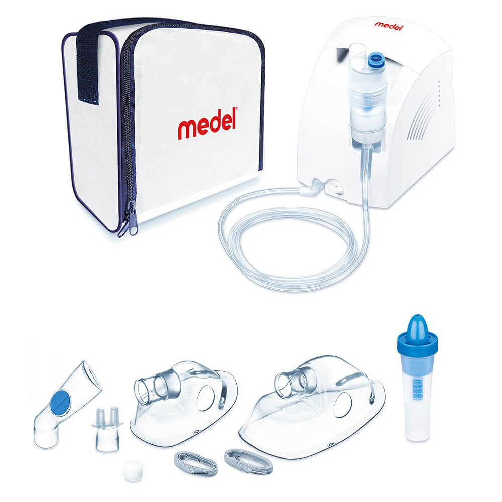 Medel Vernebler-Set AIR PLUS mit Tasche, Aufsätzen und Schlauch, weiß-blau
