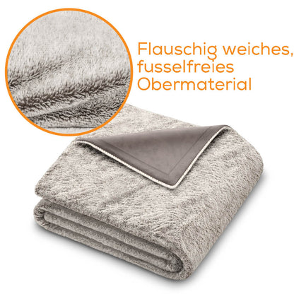 Graue Heizdecke mit Sicherheitsrand und weicher Flockenoberfläche