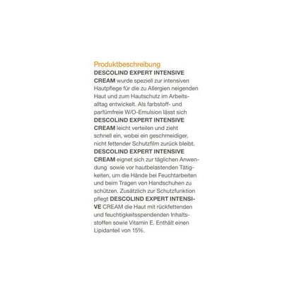 Produktbeschreibung zur Intensive Cream Pflegecreme, Textblock auf der Rückseite