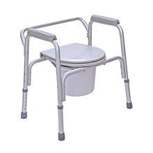 Höhenverstellbares Toilettenstützgestell mit Armlehnen und Eimer unter dem Sitz