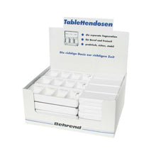 Behrend Tablettendosen-Display mit mehreren Fächern für Tabletten, weiß