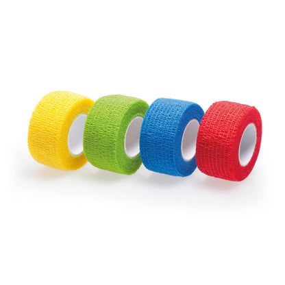 Selbsthaftender Pflasterverband Lifemed®: 4 Rollen in Gelb, Grün, Blau und Rot