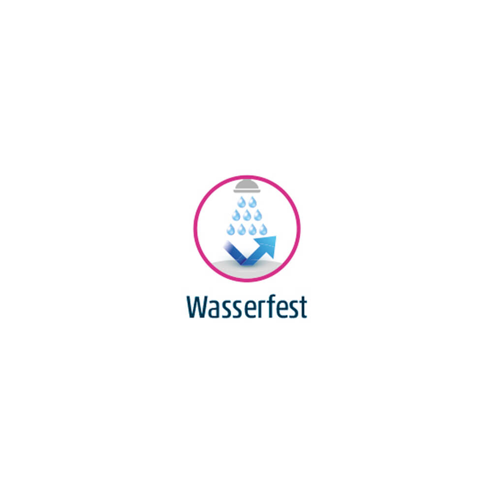 Wasserfest-Icon mit Tropfen, Hinweis für Lifemed Sprüh-Pflaster