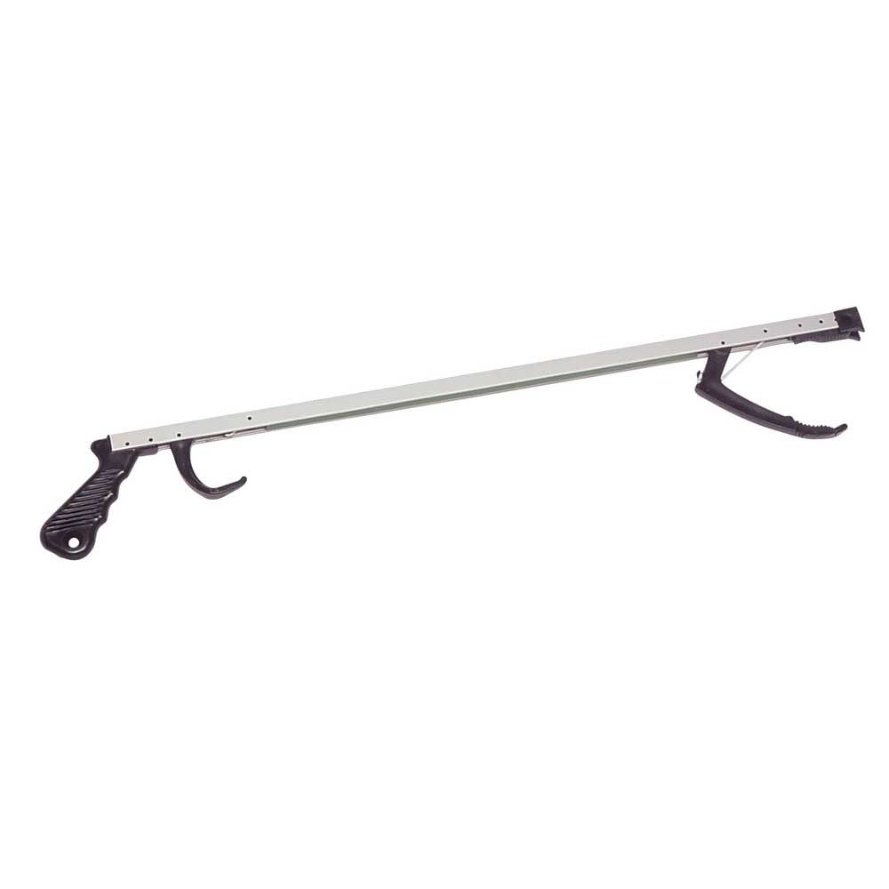 Greifhilfe aus Aluminium mit schwarzem Handgriff und Haken am Greifende