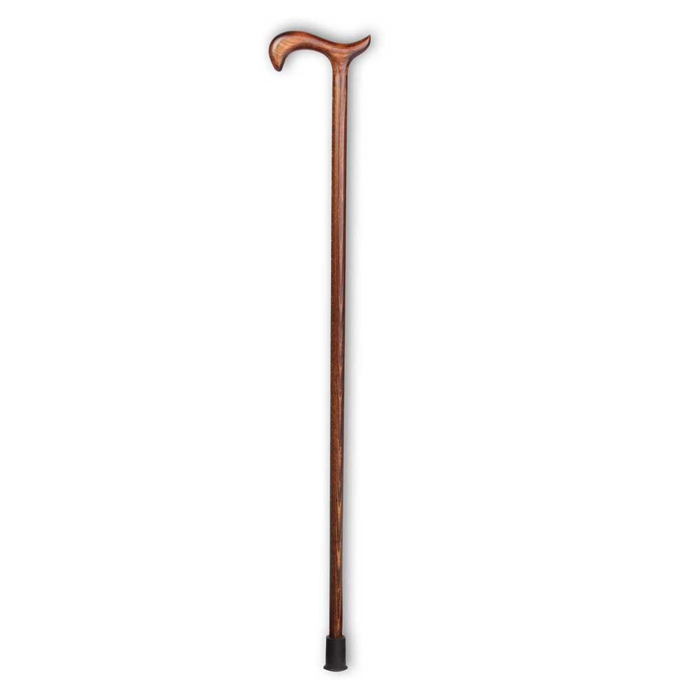Behrend Krankenstock mit Derbygriff, 92 cm, braun, mit Standfuß, 60 kg Traglast