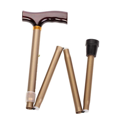 Behrend Faltstock aus Aluminium mit Fritzgriff, bronze, schwarze Fußkappe, höhenverstellbar