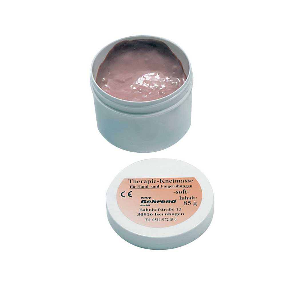Behrend Therapie-Knetmasse in Soft-Dose, nicht klebend, mit rosa Knete im Deckel