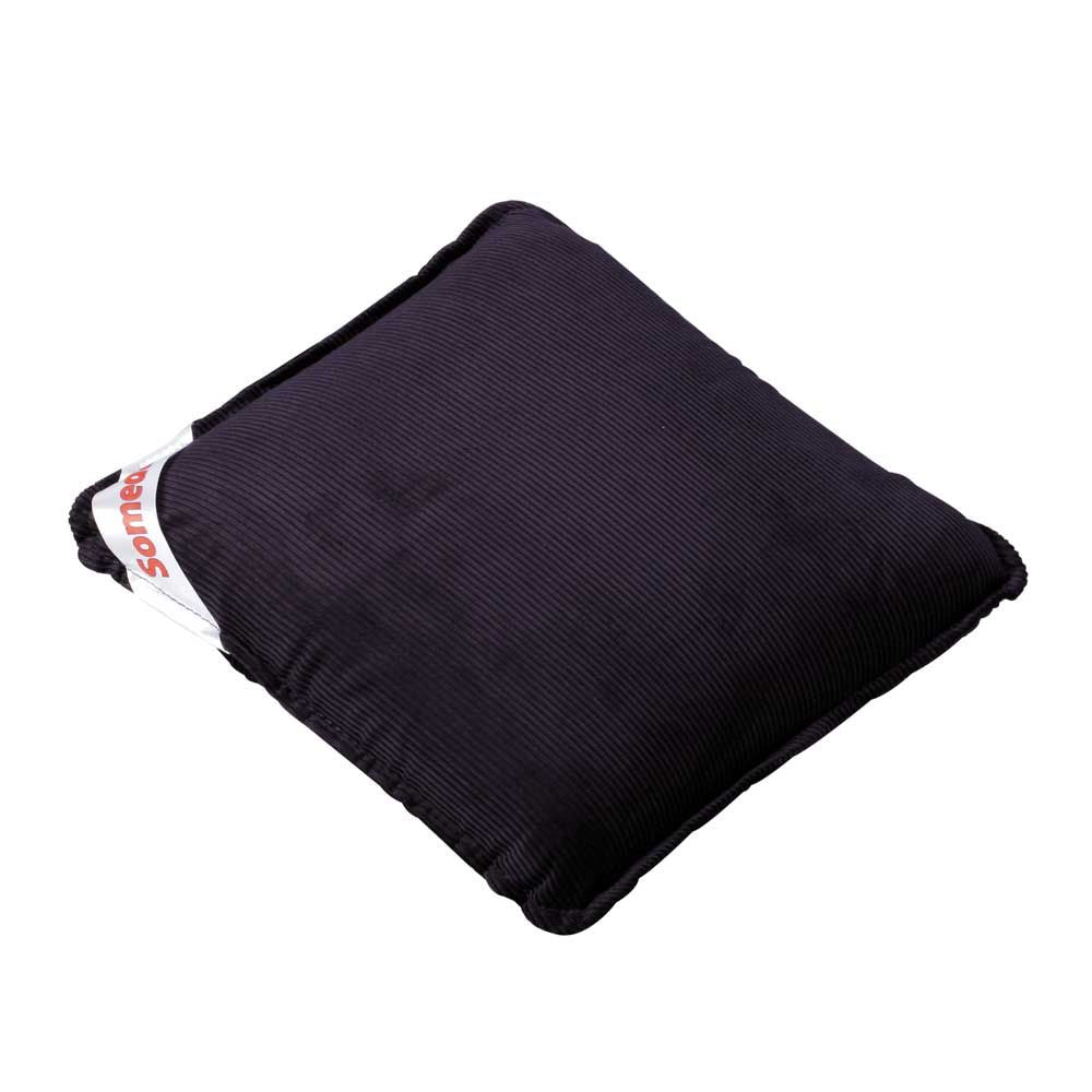 Vibrations-Massagekissen 30×30 cm, dunkelblauer Stoff, seitlicher Aufdruck