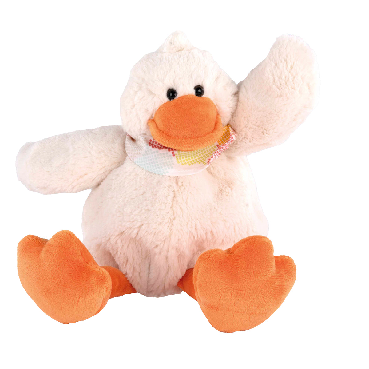 Körnerkissen-Bezug Ente cremeweiß mit orangefarbenen Füßen und Schnabel