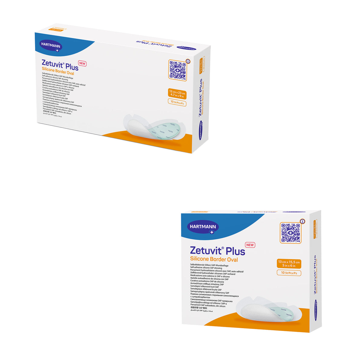 Hartmann Zetuvit® Plus Verbandpackung mit ovalem Silikonrand, weiß-blau