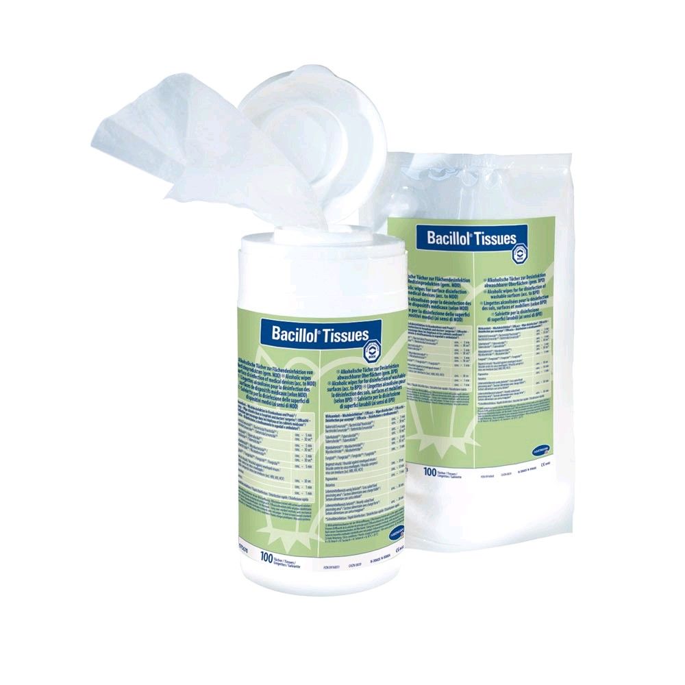 Bacillol Tissues Desinfektionstücher-Nachfüllpack mit Spender und Tuchbeutel
