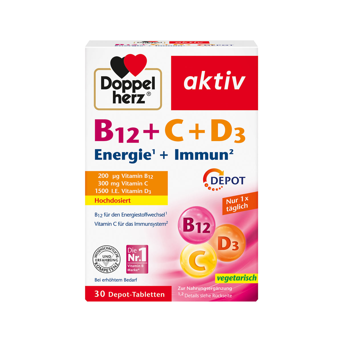 Doppelherz aktiv B12+ C+ D3 Depot-Tabletten, 30er Packung