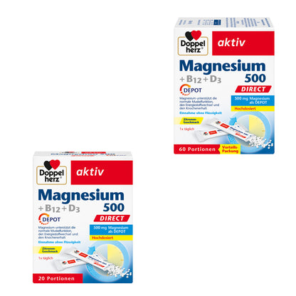 Doppelherz aktiv Magnesium 500 + B12 + D3 Depot, 20 Portionen, Direct