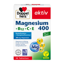 Nahrungsergänzung Doppelherz aktiv Magnesium 400 mit B12, C, E, 30 Tabletten
