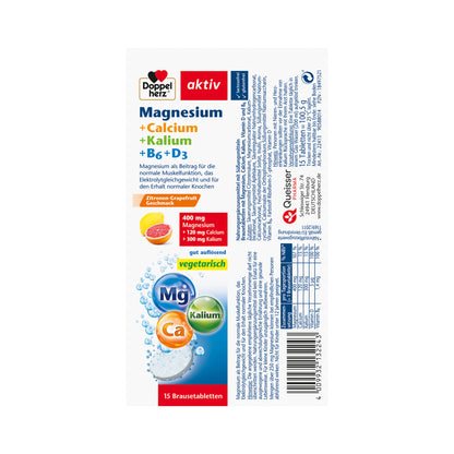 Doppelherz aktiv Brausetabletten-Dose: Magnesium, Calcium, Kalium, 15 Stk. (Vorder/Rück)
