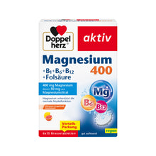 Doppelherz aktiv Magnesium 400 Brausetabletten-Packung, blau-rot mit Mg- und Vitamin-Icons