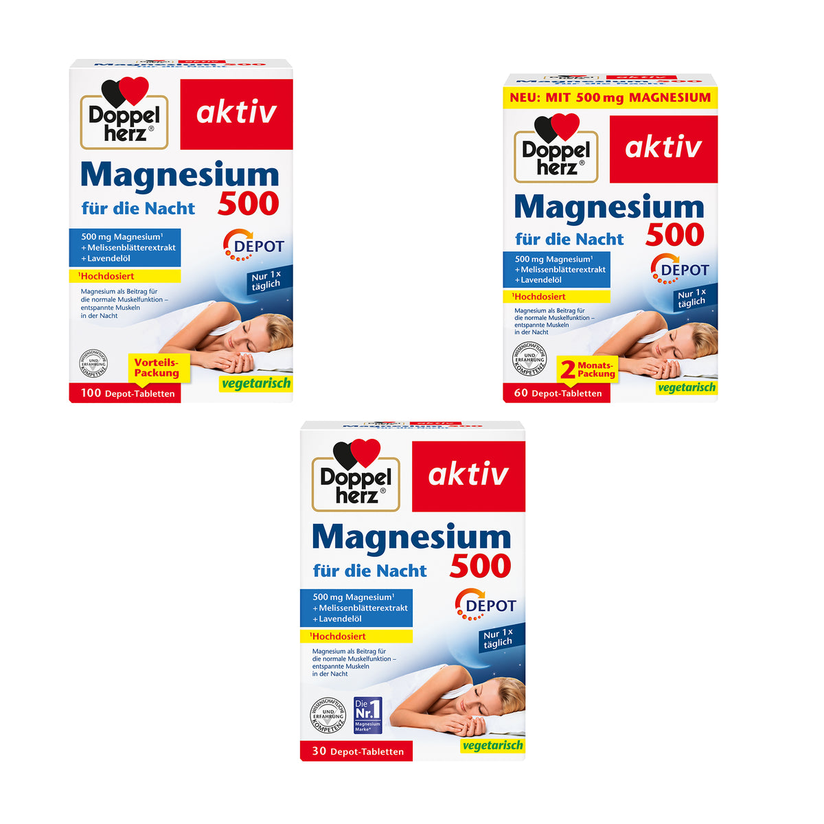 Doppelherz aktiv Magnesium 500 für die Nacht: 100/60/30 Depot-Tabletten