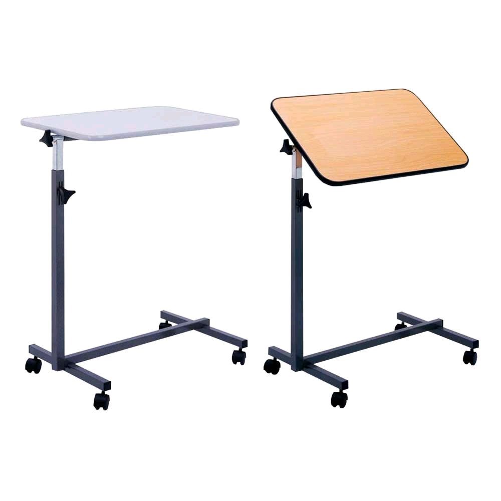 Careline NOVA Betttisch-Set: weiß & braun, höhenverstellbar, neigbar, 4 Rollen