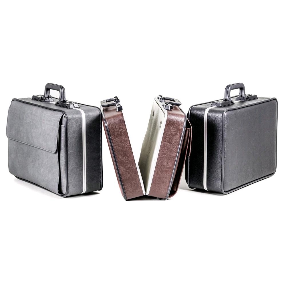 Arztkoffer aus Kunstleder mit Ampullenhalter, dunkelgrau, mit Tragegriff und Verschluss