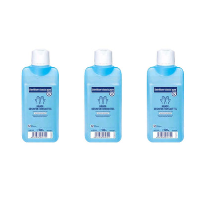 Sterillium classic pure Händedesinfektionsmittel-Set: 3 blaue Flaschen, je 500 ml