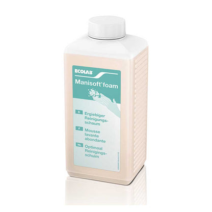 Ecolab Manisoft foam Waschlotion-Schaumflasche, Vorderansicht mit Etikett