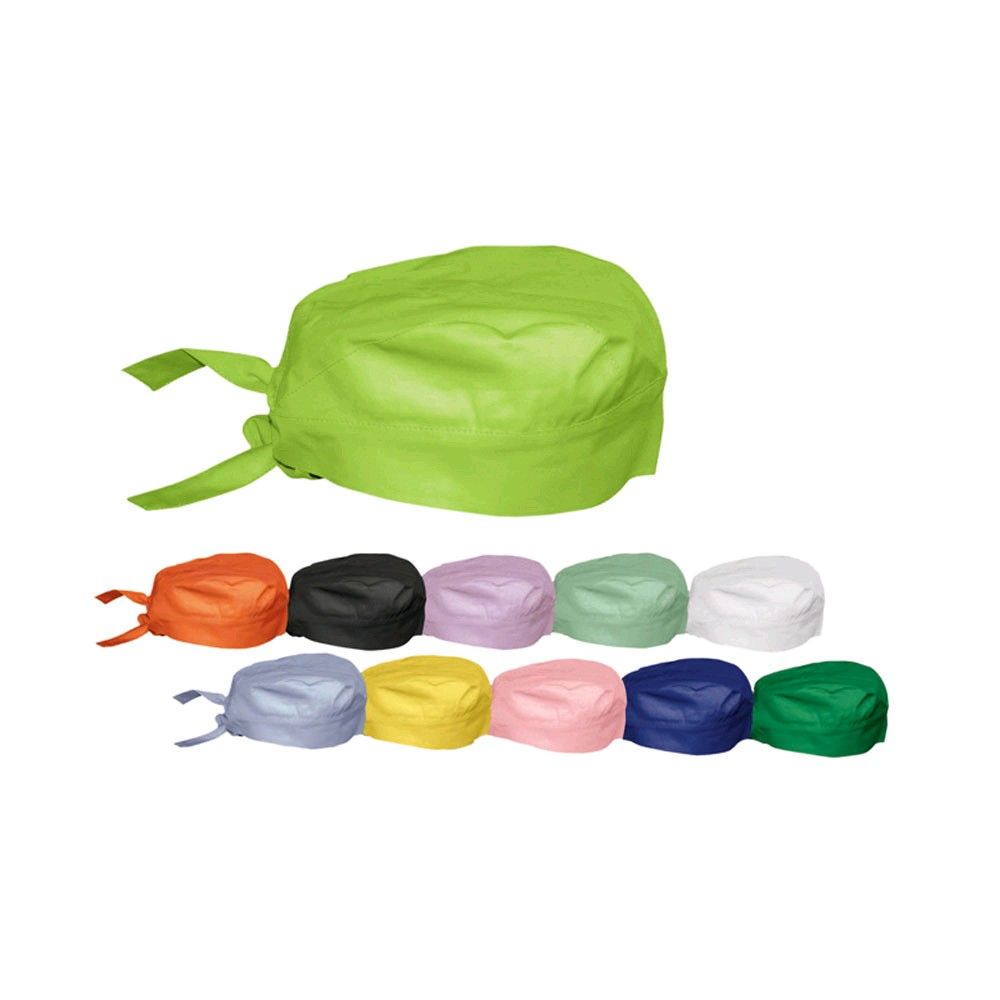 Sterilisierbare OP-Stoff-Bandana: grüne Haube plus mehrere Farben, mit Bindebändern