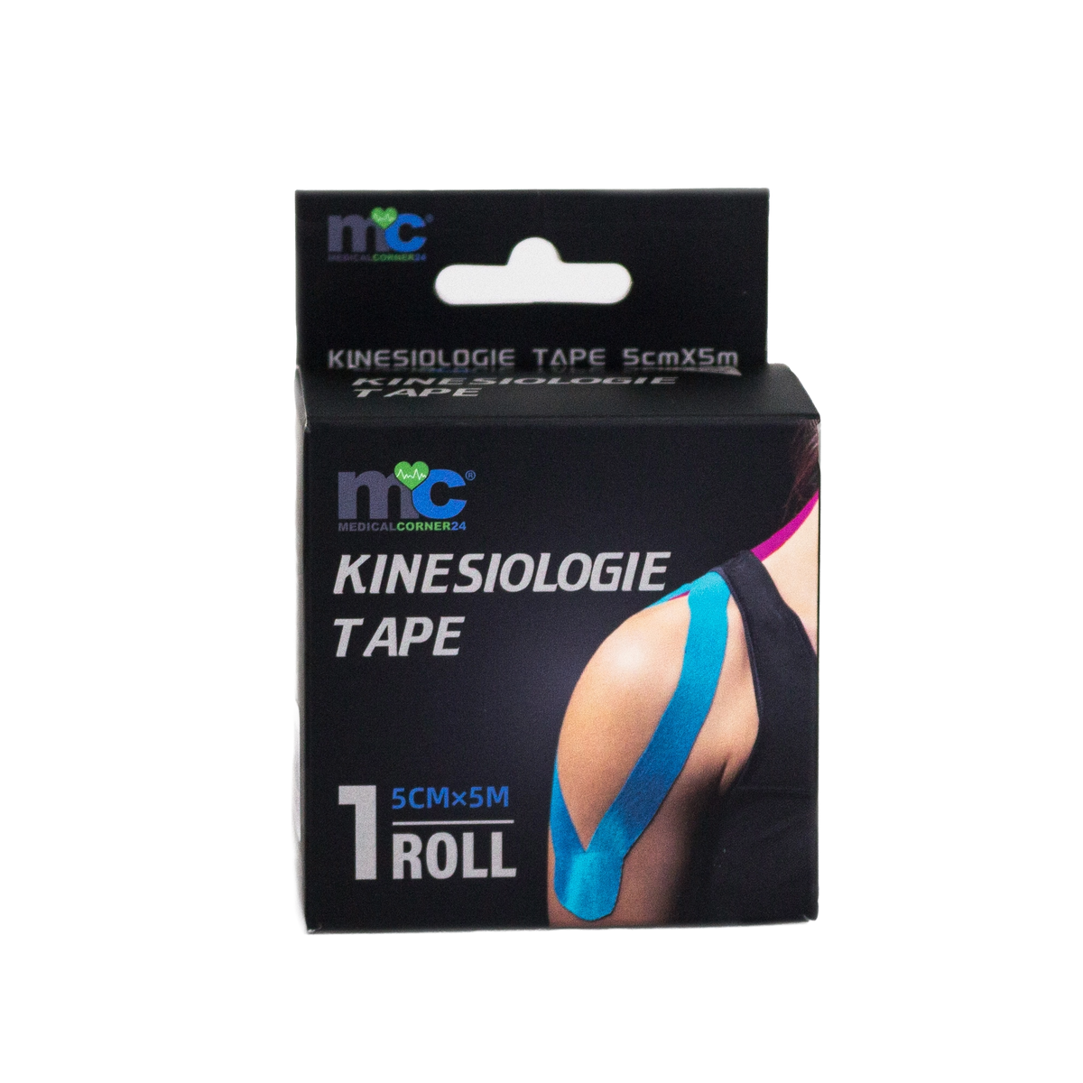 Kinesiologie-Tape-Rolle 5 cm x 5 m in Verpackung, blau/pink