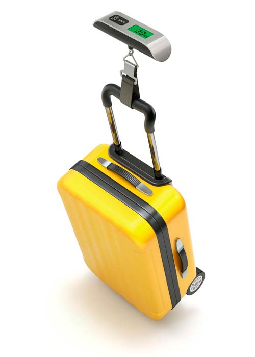 The weight of the luggage can be determined exactly with a luggage scale